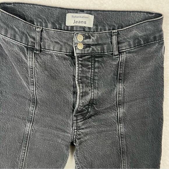 Reformation Charlie High Rise Straight Leg Jeans Black Gray 27 - Picture 2 of 5